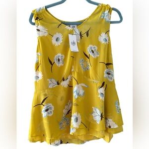 Cabi Cami Lined Floral Peplum Chiffon Tank Top Blouse Women’s Size M NWT